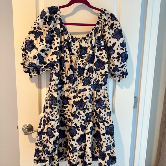 NWT Ulla Johnson Celia Blue Dress Lapis Floral Print Mini Puff Sleeve - Picture 8 of 11